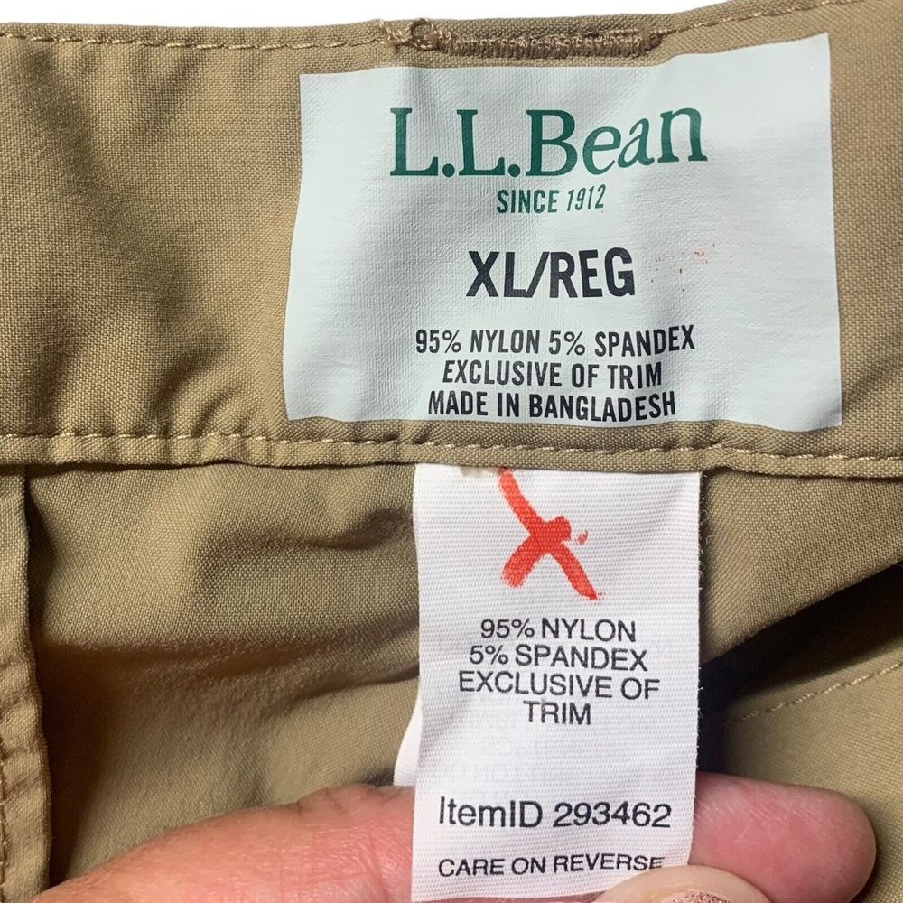 LL Bean Pants Mens XL Reg Outdoor Nylon Convertible Beige Tan Lightweight Hiking - Picture 2 of 6